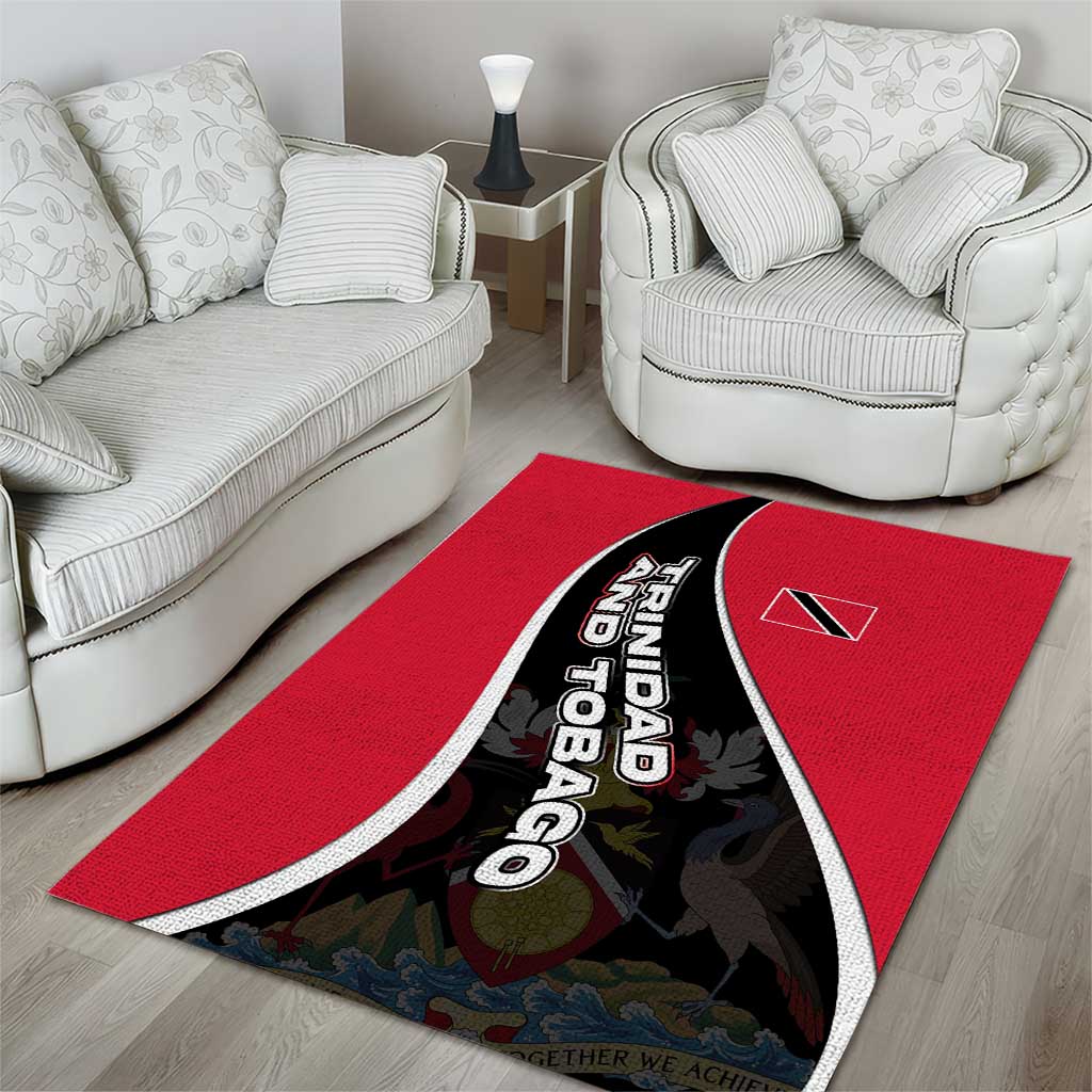 Trinidad and Tobago Flag Crest Design Area Rug with Bold Red Black Diagonal Layout - Wonder Print Shop