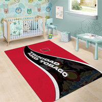 Trinidad and Tobago Flag Crest Design Area Rug with Bold Red Black Diagonal Layout - Wonder Print Shop