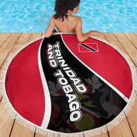 Trinidad and Tobago Flag Crest Design Beach Blanket with Bold Red Black Diagonal Layout - Wonder Print Shop