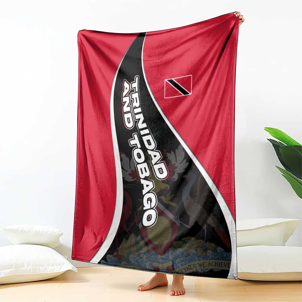 Trinidad and Tobago Flag Crest Design Blanket with Bold Red Black Diagonal Layout - Wonder Print Shop