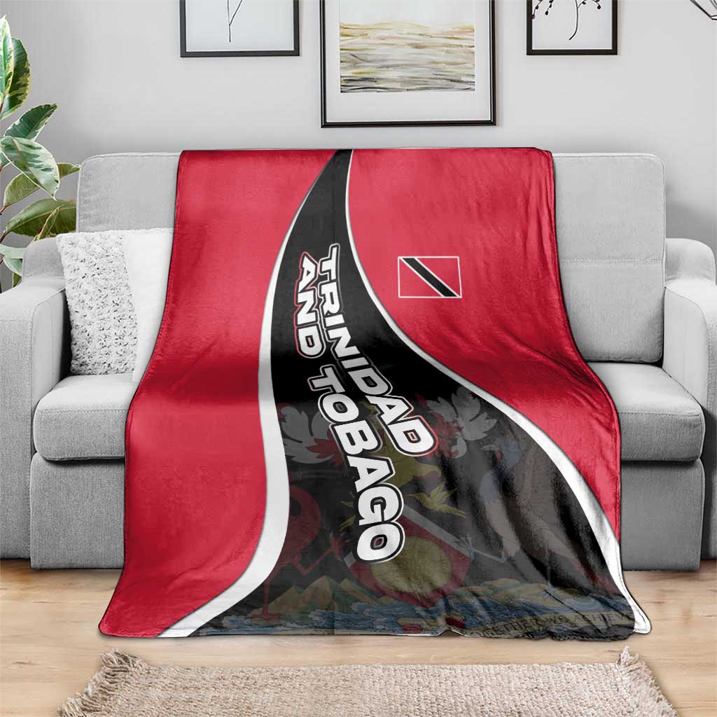 Trinidad and Tobago Flag Crest Design Blanket with Bold Red Black Diagonal Layout - Wonder Print Shop