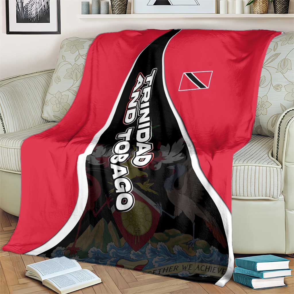 Trinidad and Tobago Flag Crest Design Blanket with Bold Red Black Diagonal Layout - Wonder Print Shop