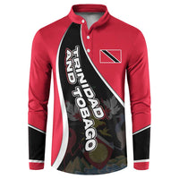 Trinidad and Tobago Flag Crest Design Button Sweatshirt with Bold Red Black Diagonal Layout - Wonder Print Shop