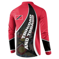 Trinidad and Tobago Flag Crest Design Button Sweatshirt with Bold Red Black Diagonal Layout - Wonder Print Shop
