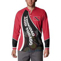 Trinidad and Tobago Flag Crest Design Button Sweatshirt with Bold Red Black Diagonal Layout - Wonder Print Shop