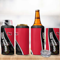 Trinidad and Tobago Flag Crest Design 4 in 1 Can Cooler Tumbler with Bold Red Black Diagonal Layout - Wonder Print Shop