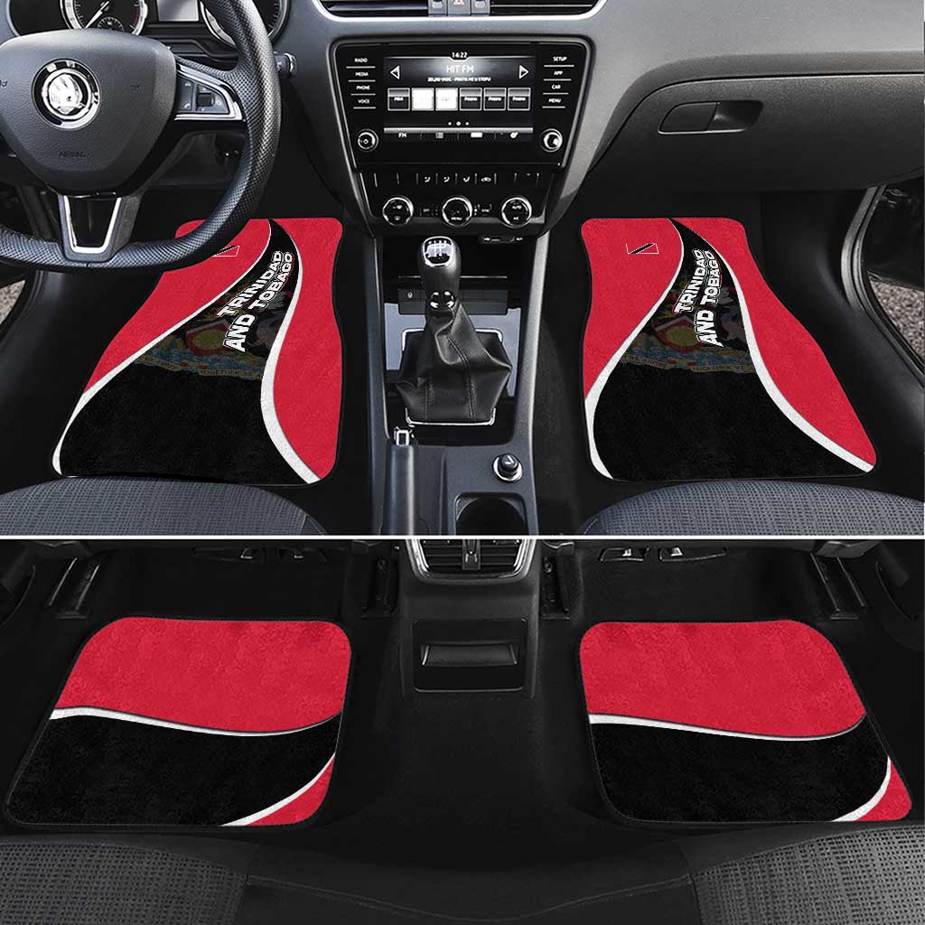 Trinidad and Tobago Flag Crest Design Car Mats with Bold Red Black Diagonal Layout - Wonder Print Shop