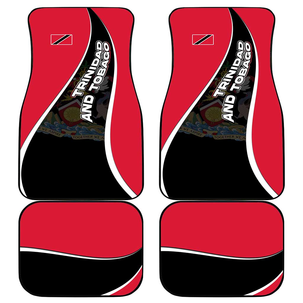 Trinidad and Tobago Flag Crest Design Car Mats with Bold Red Black Diagonal Layout - Wonder Print Shop