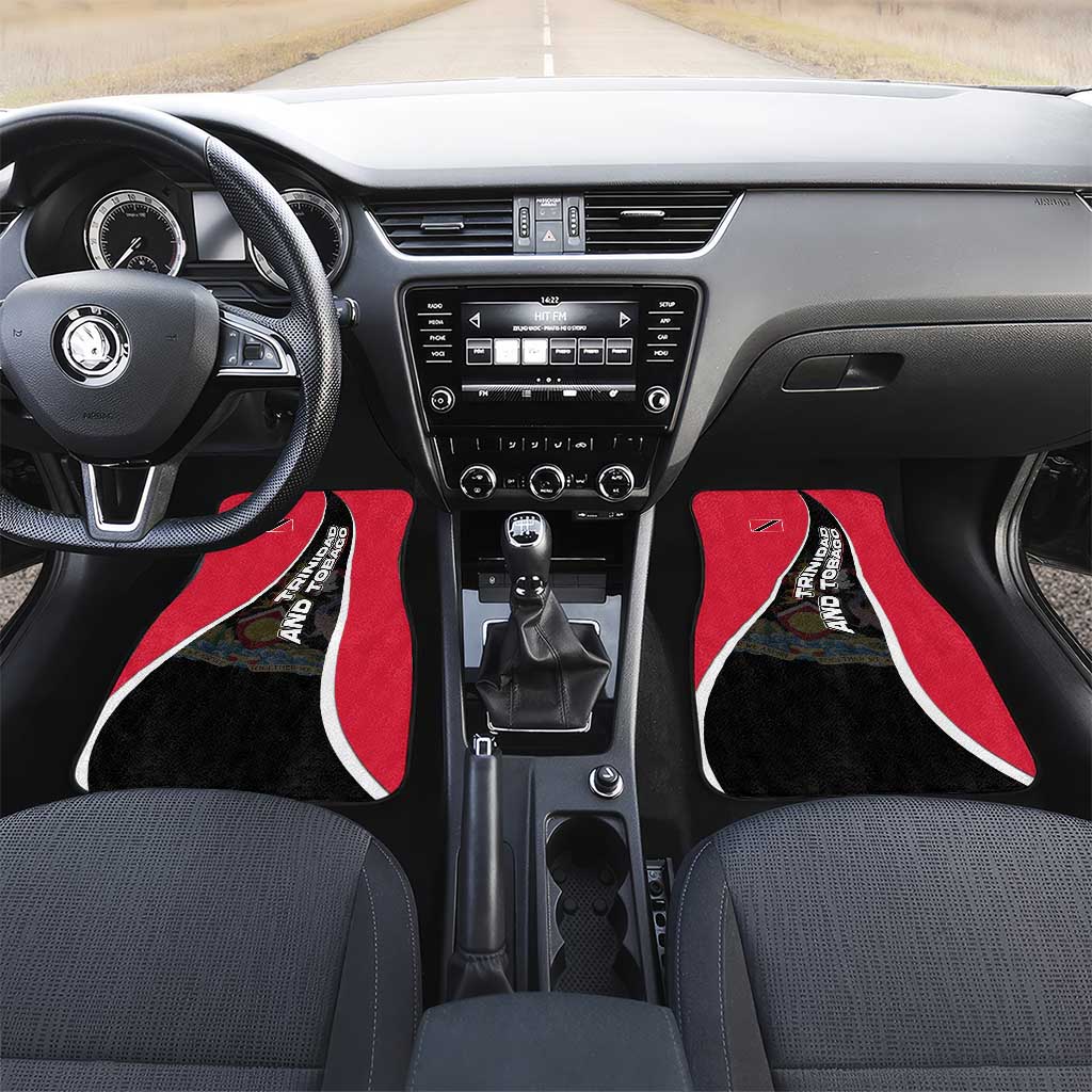 Trinidad and Tobago Flag Crest Design Car Mats with Bold Red Black Diagonal Layout - Wonder Print Shop