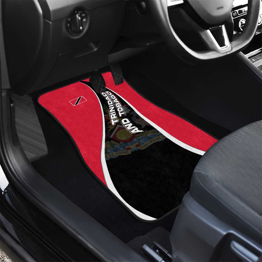 Trinidad and Tobago Flag Crest Design Car Mats with Bold Red Black Diagonal Layout - Wonder Print Shop