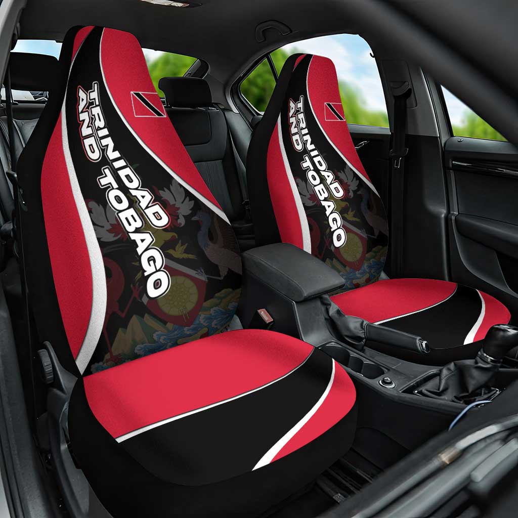 Trinidad and Tobago Flag Crest Design Car Seat Cover with Bold Red Black Diagonal Layout - Wonder Print Shop