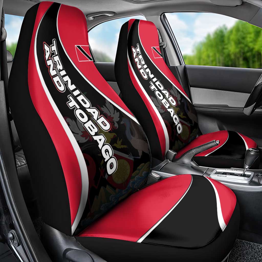 Trinidad and Tobago Flag Crest Design Car Seat Cover with Bold Red Black Diagonal Layout - Wonder Print Shop