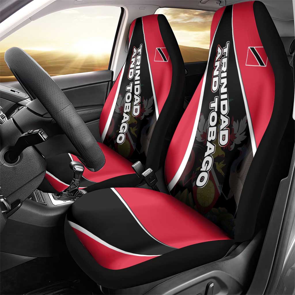 Trinidad and Tobago Flag Crest Design Car Seat Cover with Bold Red Black Diagonal Layout - Wonder Print Shop