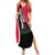 Trinidad and Tobago Flag Crest Design Family Matching Summer Maxi Dress and Hawaiian Shirt with Bold Red Black Diagonal Layout - Wonder Print Shop