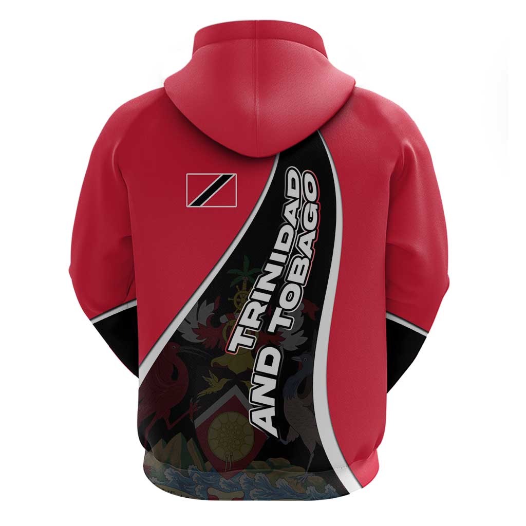 Trinidad and Tobago Flag Crest Design Hoodie with Bold Red Black Diagonal Layout - Wonder Print Shop