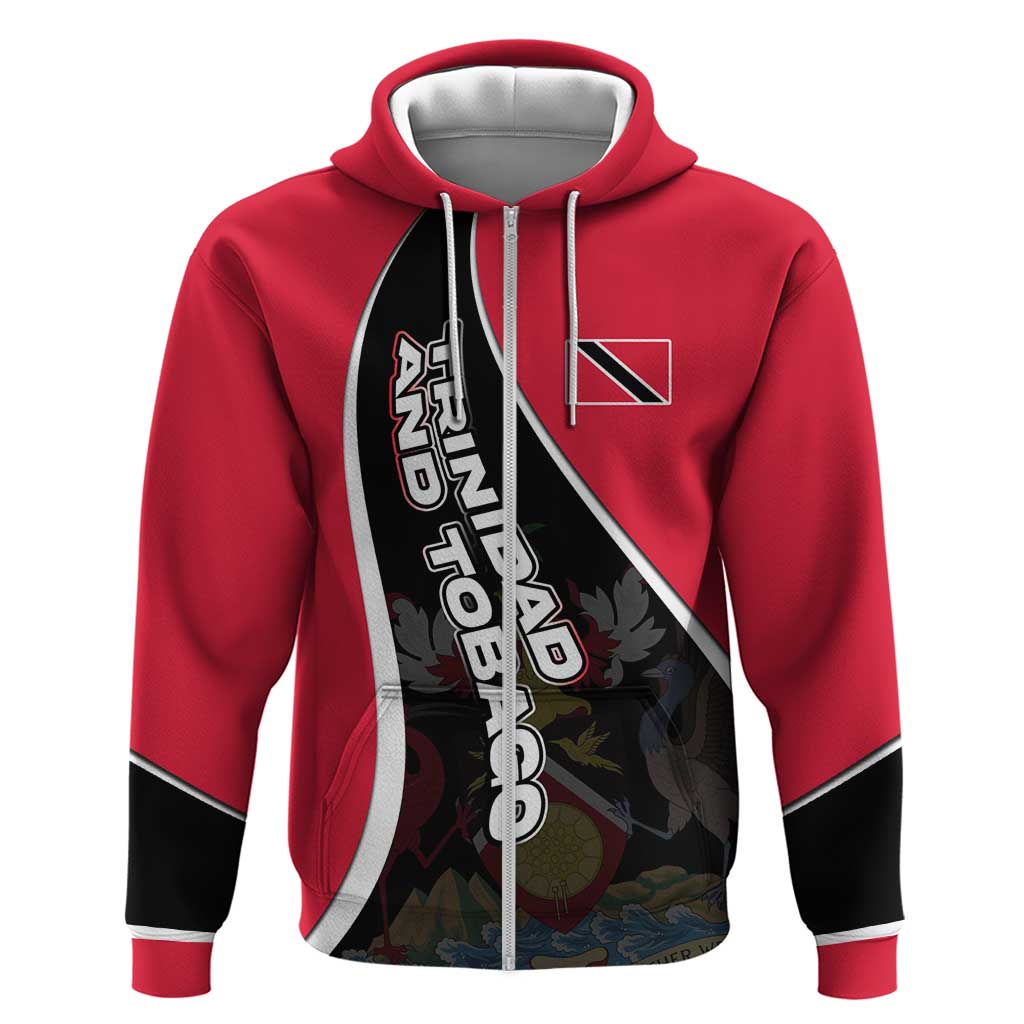 Trinidad and Tobago Flag Crest Design Hoodie with Bold Red Black Diagonal Layout - Wonder Print Shop
