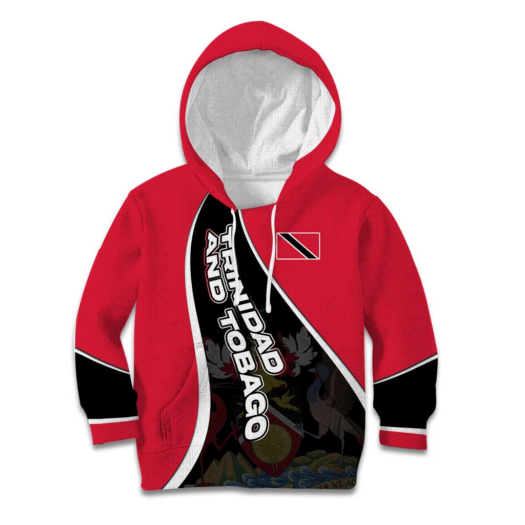 Trinidad and Tobago Flag Crest Design Kid Hoodie with Bold Red Black Diagonal Layout - Wonder Print Shop