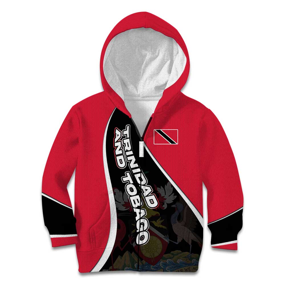 Trinidad and Tobago Flag Crest Design Kid Hoodie with Bold Red Black Diagonal Layout - Wonder Print Shop