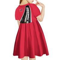 Trinidad and Tobago Flag Crest Design Kid Short Sleeve Dress with Bold Red Black Diagonal Layout - Wonder Print Shop