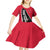 Trinidad and Tobago Flag Crest Design Kid Short Sleeve Dress with Bold Red Black Diagonal Layout - Wonder Print Shop