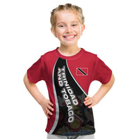 Trinidad and Tobago Flag Crest Design Kid T Shirt with Bold Red Black Diagonal Layout - Wonder Print Shop