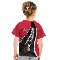 Trinidad and Tobago Flag Crest Design Kid T Shirt with Bold Red Black Diagonal Layout - Wonder Print Shop