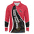 Trinidad and Tobago Flag Crest Design Long Sleeve Polo Shirt with Bold Red Black Diagonal Layout - Wonder Print Shop