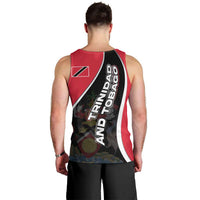 Trinidad and Tobago Flag Crest Design Men Tank Top with Bold Red Black Diagonal Layout - Wonder Print Shop