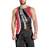 Trinidad and Tobago Flag Crest Design Men Tank Top with Bold Red Black Diagonal Layout - Wonder Print Shop