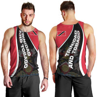 Trinidad and Tobago Flag Crest Design Men Tank Top with Bold Red Black Diagonal Layout - Wonder Print Shop