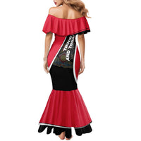 Trinidad and Tobago Flag Crest Design Mermaid Dress with Bold Red Black Diagonal Layout - Wonder Print Shop
