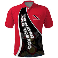 Trinidad and Tobago Flag Crest Design Polo Shirt with Bold Red Black Diagonal Layout - Wonder Print Shop