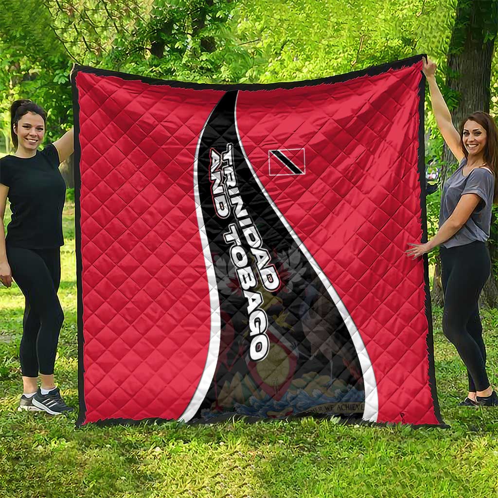 Trinidad and Tobago Flag Crest Design Quilt with Bold Red Black Diagonal Layout - Wonder Print Shop