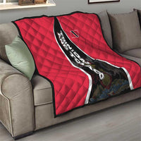 Trinidad and Tobago Flag Crest Design Quilt with Bold Red Black Diagonal Layout - Wonder Print Shop