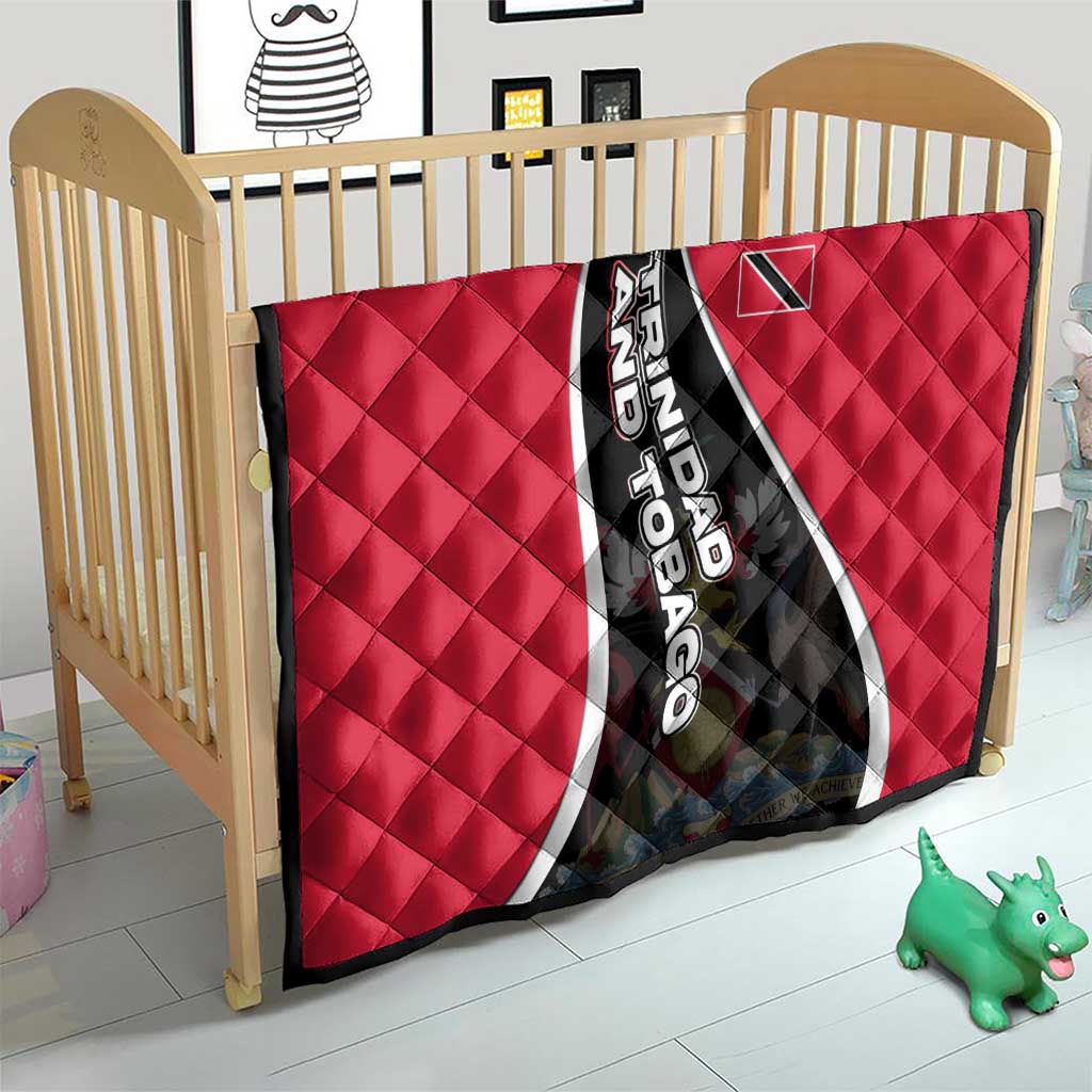 Trinidad and Tobago Flag Crest Design Quilt with Bold Red Black Diagonal Layout - Wonder Print Shop