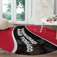 Trinidad and Tobago Flag Crest Design Round Carpet with Bold Red Black Diagonal Layout - Wonder Print Shop