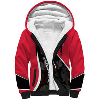 Trinidad and Tobago Flag Crest Design Sherpa Hoodie with Bold Red Black Diagonal Layout - Wonder Print Shop