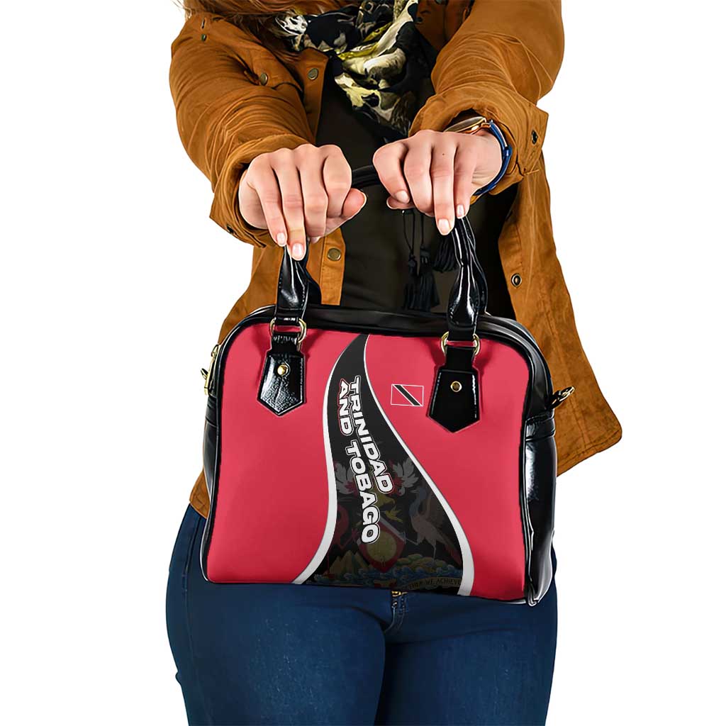 Trinidad and Tobago Flag Crest Design Shoulder Handbag with Bold Red Black Diagonal Layout - Wonder Print Shop