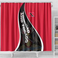 Trinidad and Tobago Flag Crest Design Shower Curtain with Bold Red Black Diagonal Layout - Wonder Print Shop