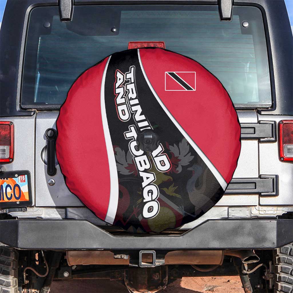 Trinidad and Tobago Flag Crest Design Spare Tire Cover with Bold Red Black Diagonal Layout - Wonder Print Shop