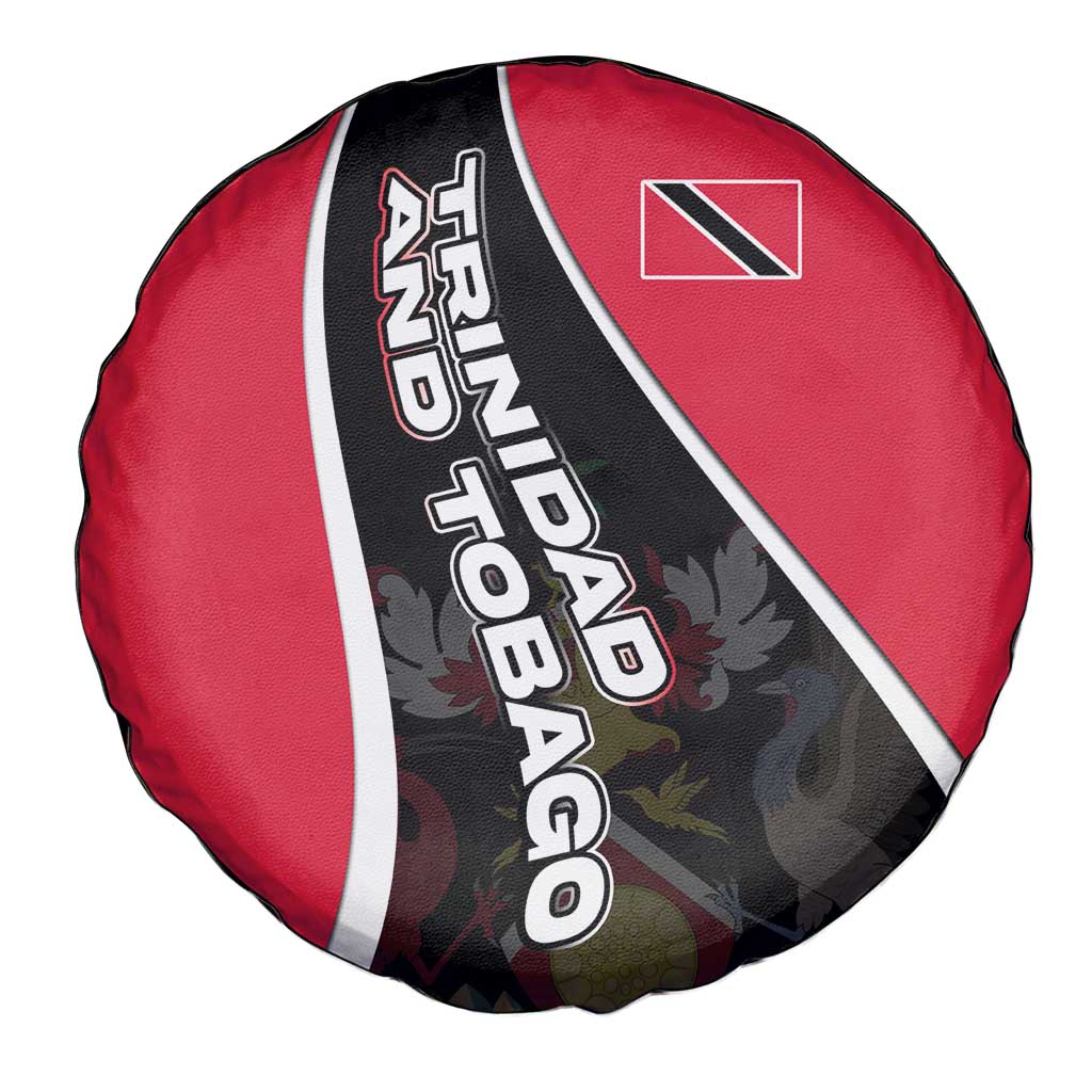 Trinidad and Tobago Flag Crest Design Spare Tire Cover with Bold Red Black Diagonal Layout - Wonder Print Shop