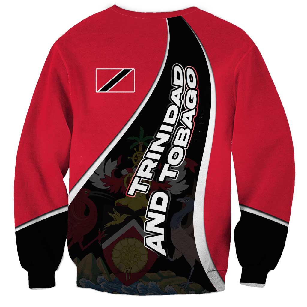 Trinidad and Tobago Flag Crest Design Sweatshirt with Bold Red Black Diagonal Layout - Wonder Print Shop
