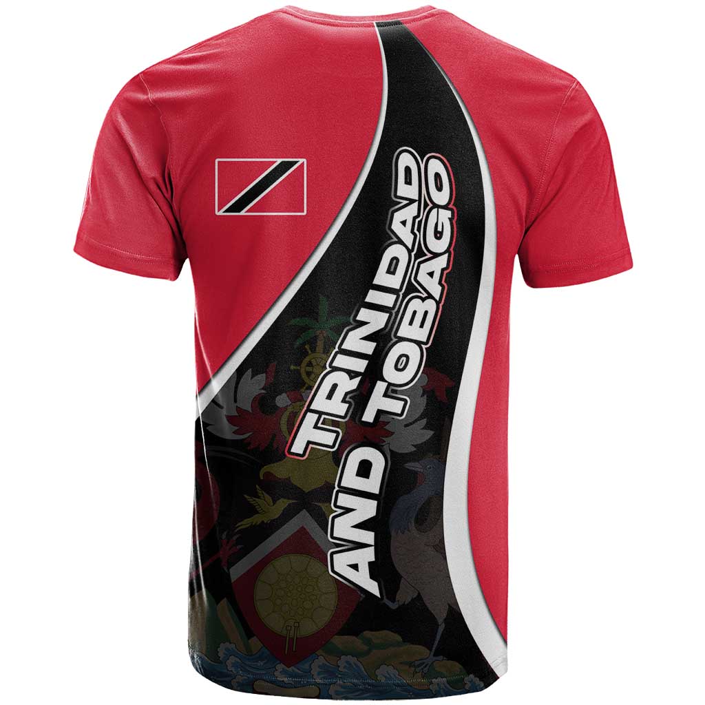 Trinidad and Tobago Flag Crest Design T Shirt with Bold Red Black Diagonal Layout - Wonder Print Shop