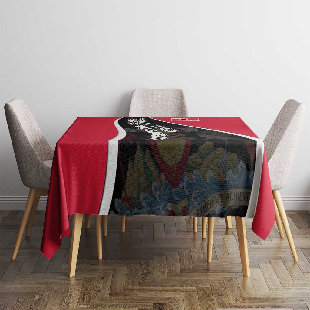 Trinidad and Tobago Flag Crest Design Tablecloth with Bold Red Black Diagonal Layout - Wonder Print Shop
