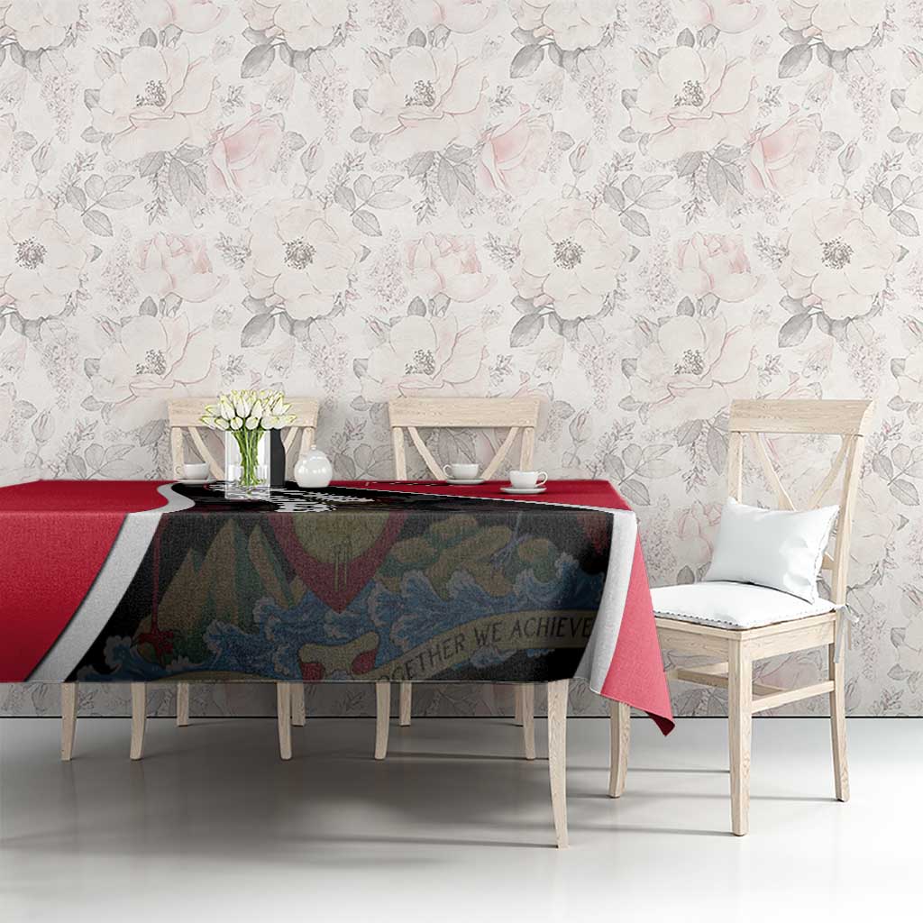 Trinidad and Tobago Flag Crest Design Tablecloth with Bold Red Black Diagonal Layout - Wonder Print Shop