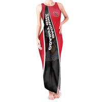 Trinidad and Tobago Flag Crest Design Tank Maxi Dress with Bold Red Black Diagonal Layout - Wonder Print Shop