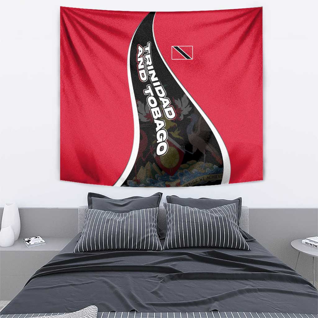 Trinidad and Tobago Flag Crest Design Tapestry with Bold Red Black Diagonal Layout - Wonder Print Shop