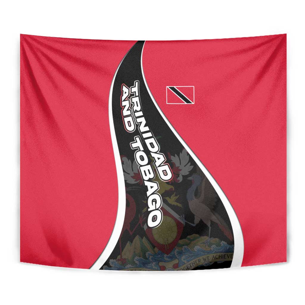 Trinidad and Tobago Flag Crest Design Tapestry with Bold Red Black Diagonal Layout - Wonder Print Shop