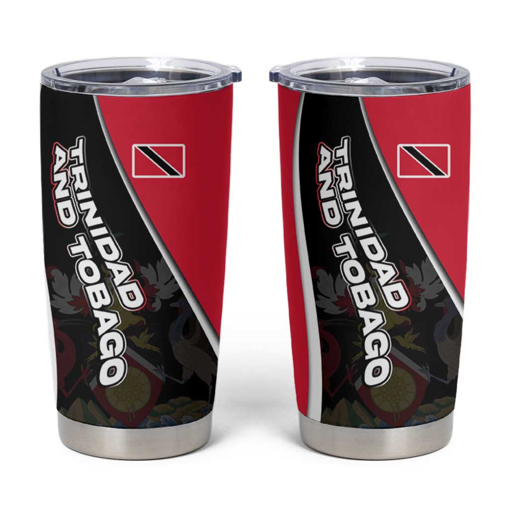 Trinidad and Tobago Flag Crest Design Tumbler Cup with Bold Red Black Diagonal Layout - Wonder Print Shop