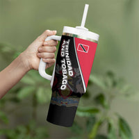 Trinidad and Tobago Flag Crest Design Tumbler With Handle with Bold Red Black Diagonal Layout - Wonder Print Shop